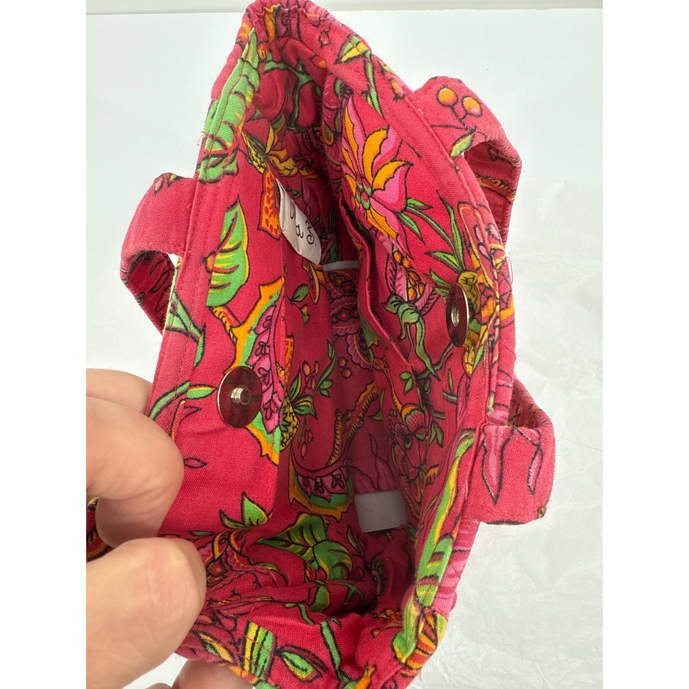 Mona B Quilted Floral Tote Bag Pink Green Yellow Boho Hippie Style - Picture 9 of 9